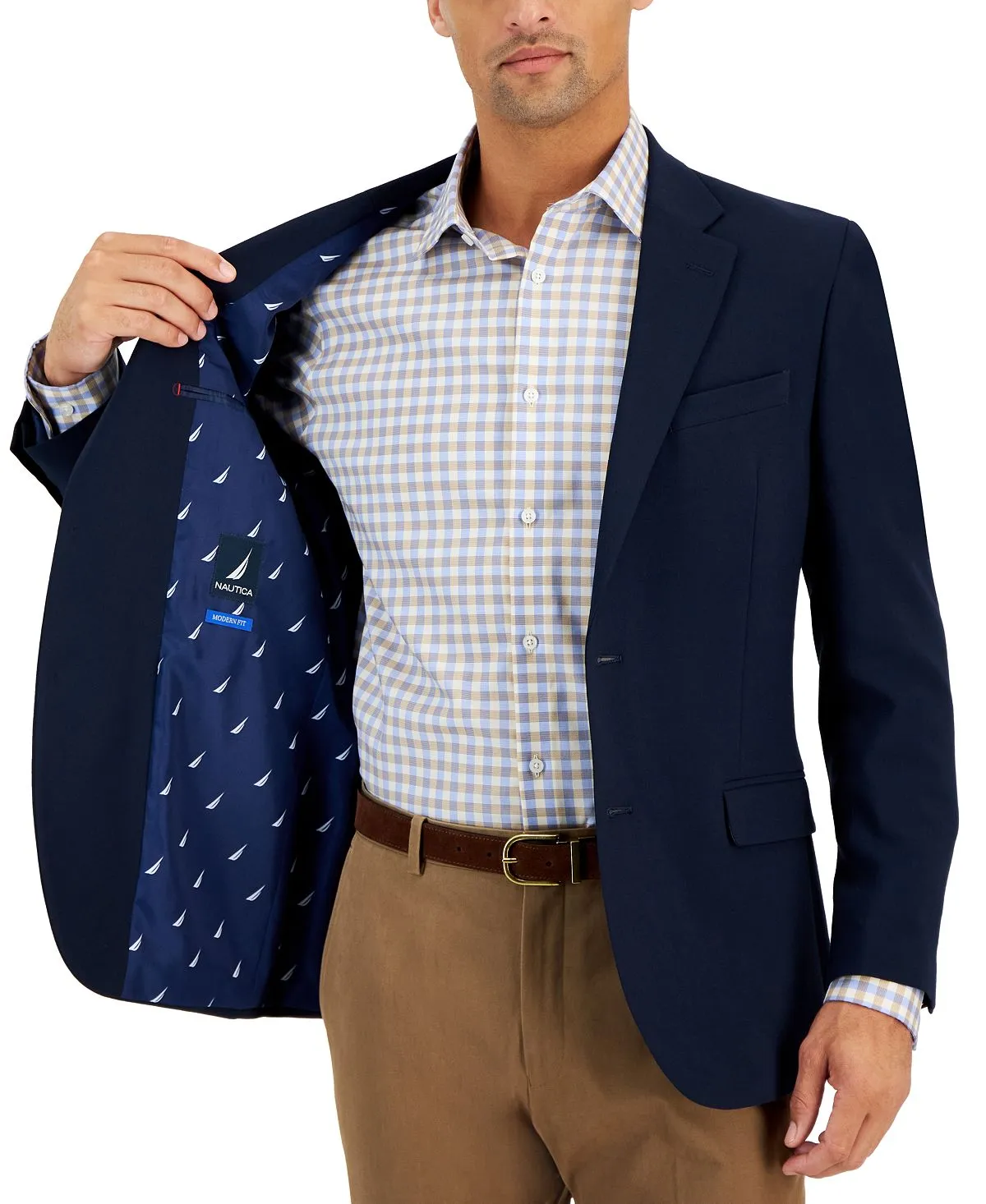 Active Stretch Nautica Men's Solid Blazer with Modern Fit