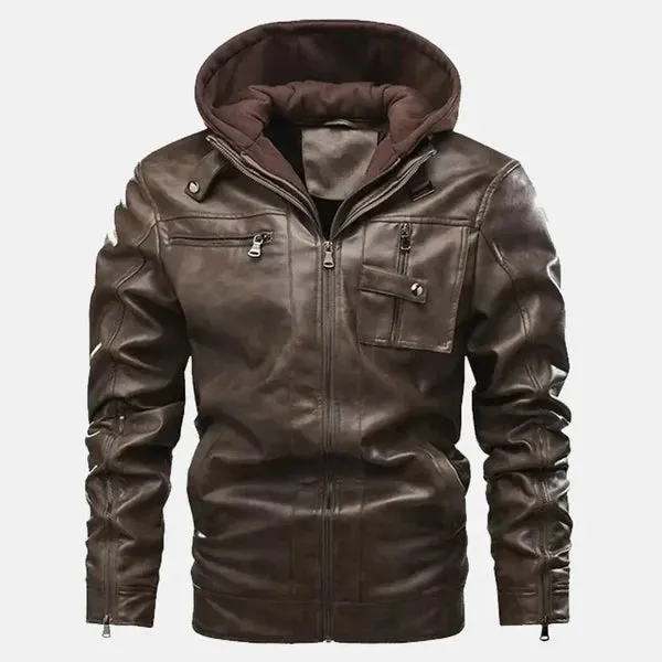 Aether Ace Aviator Mens Leather Jacket with Hood