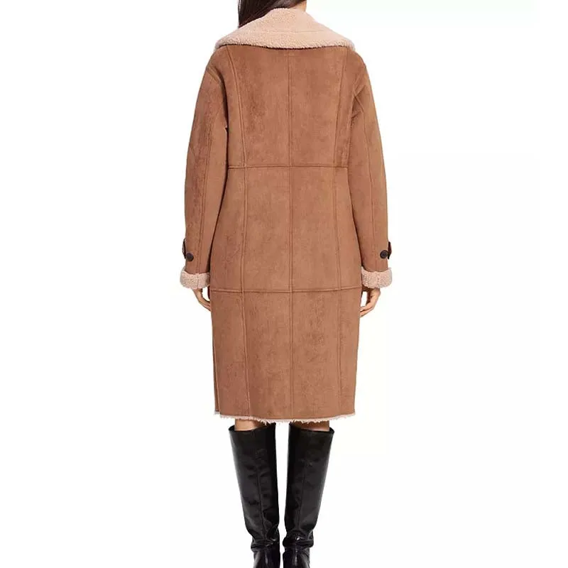 Best Winter High Quality Sheepskin Faux Shearling Trench Coat