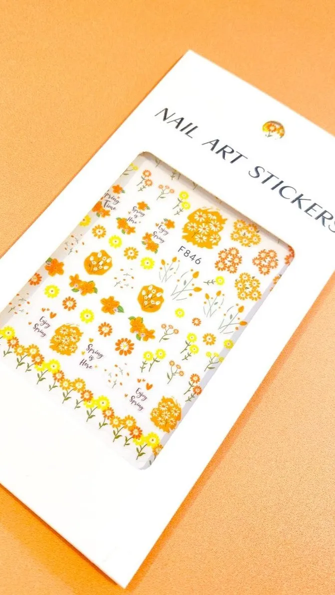 Billie Nail Art Stickers - Orange Floral