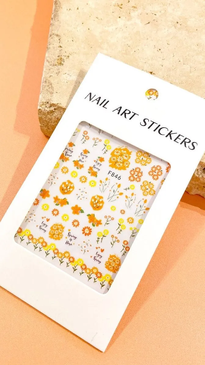 Billie Nail Art Stickers - Orange Floral