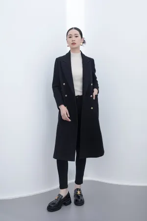 Black Double Breasted Tweed Trench Coats