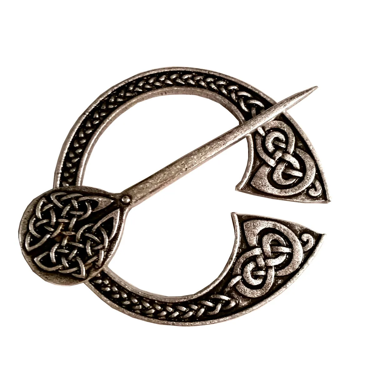 Celtic Cloak Pin Brooch Penannular Silver Knot Work Viking Style