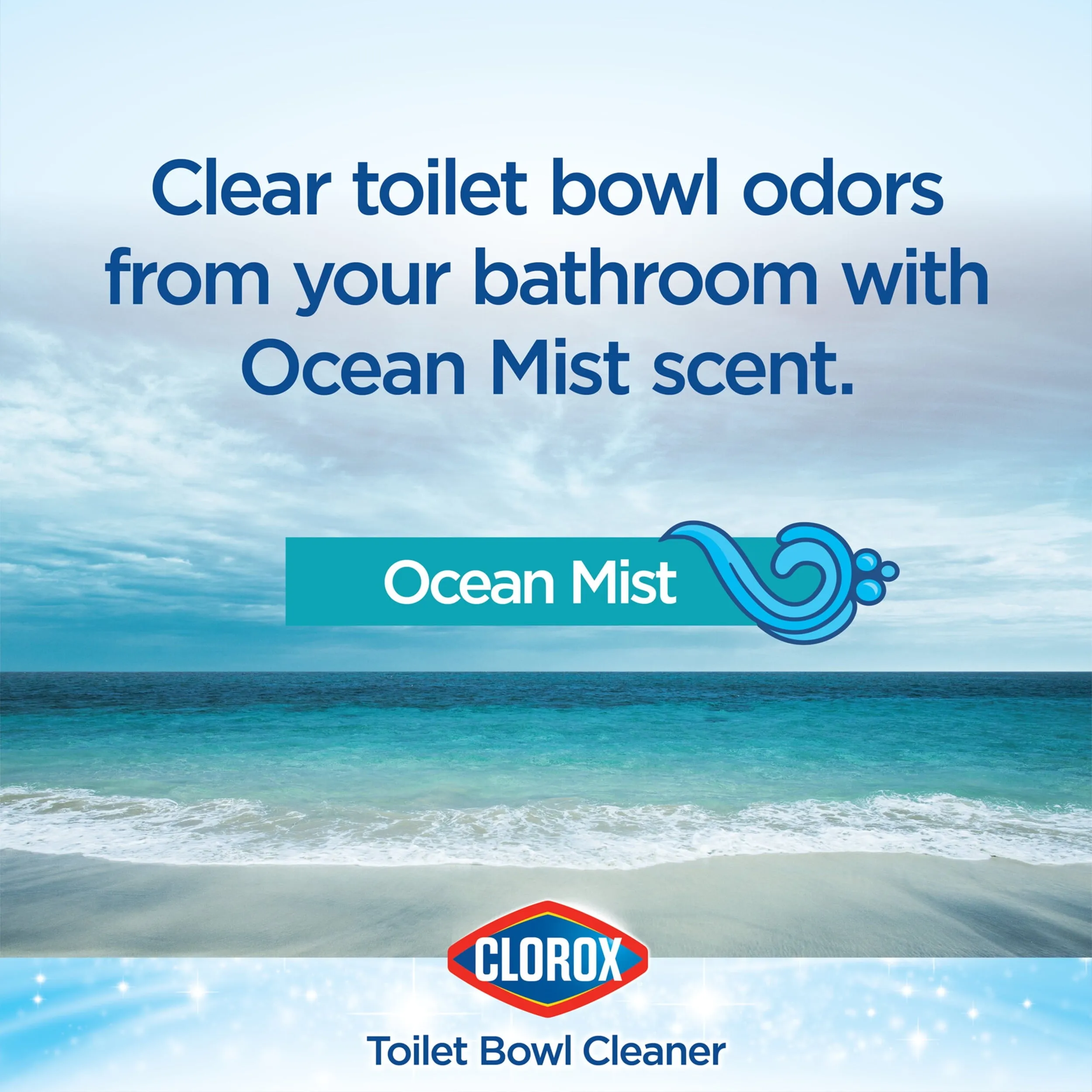 Clorox Toilet Bowl Cleaner Clinging Bleach Gel, Ocean Mist, 24 fl oz, 2 Pack