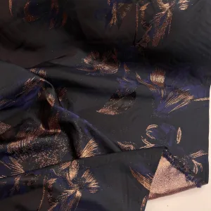 Copper Shimmer Navy Floral Brocade