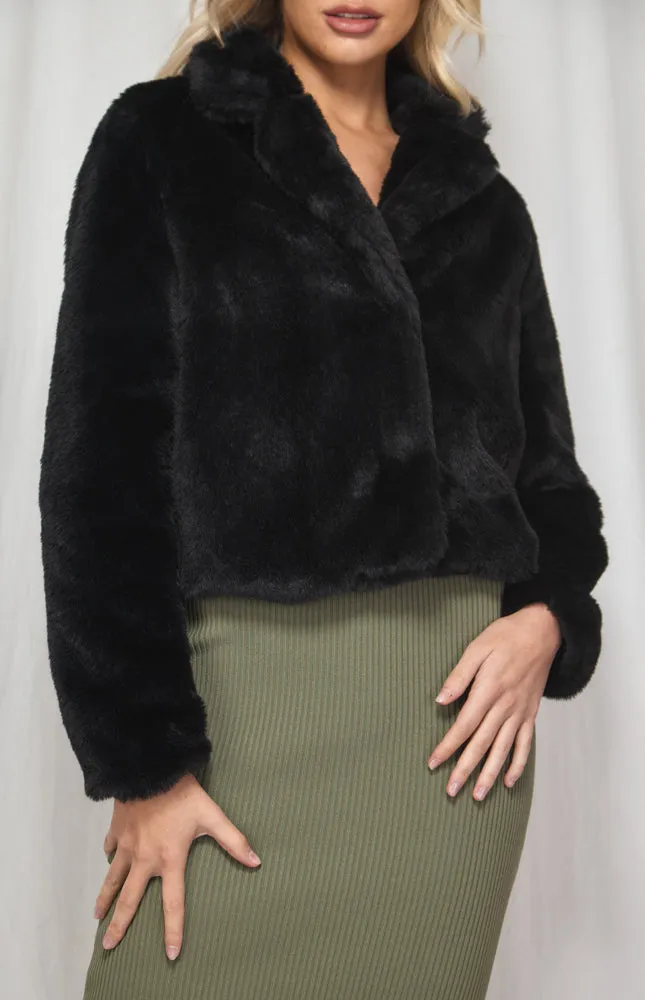 Cropped Faux Fur Jacket