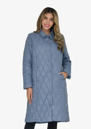 Diamond Quilted Long Coat