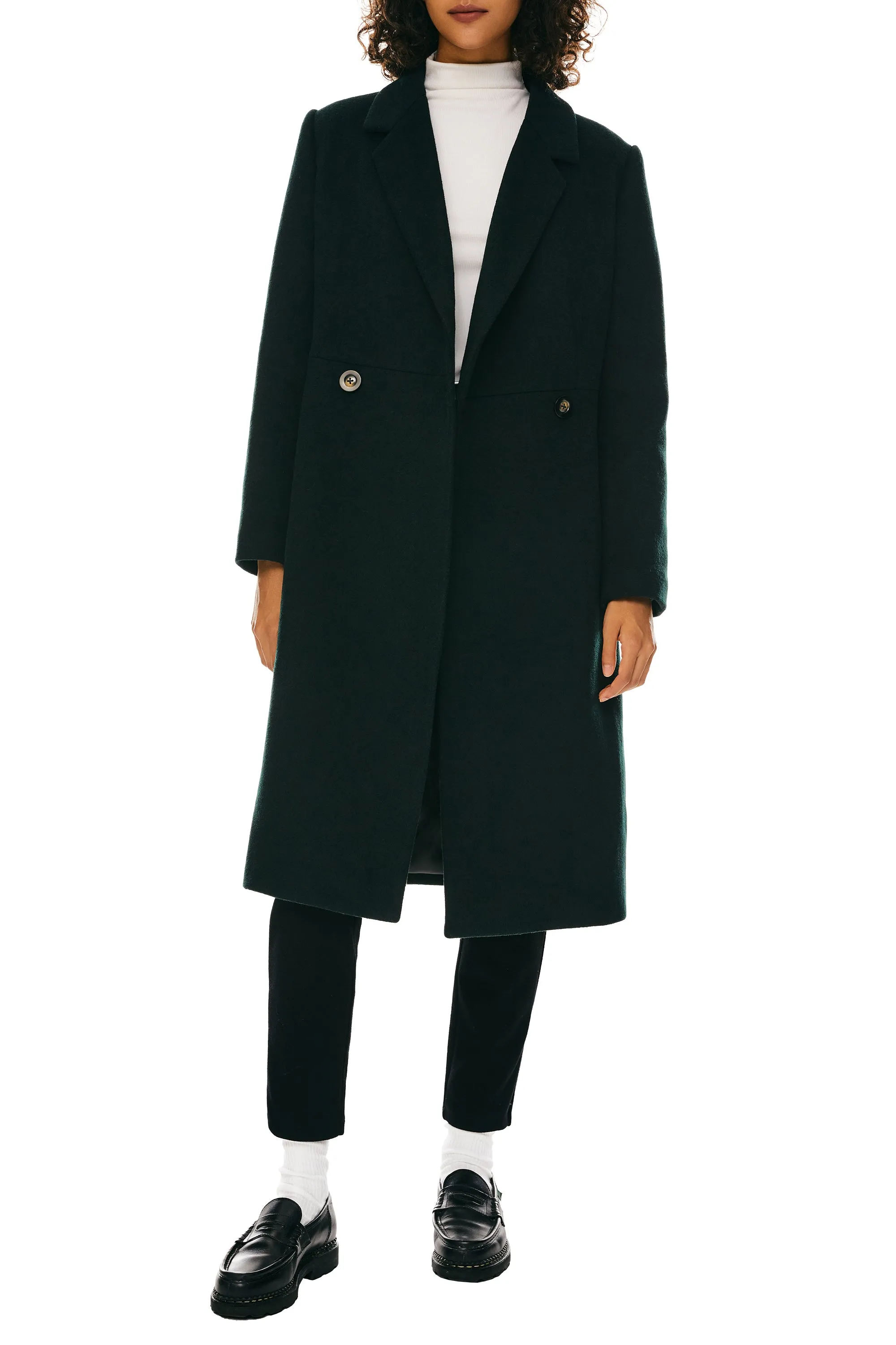 Double Breasted Pea Wool Coat