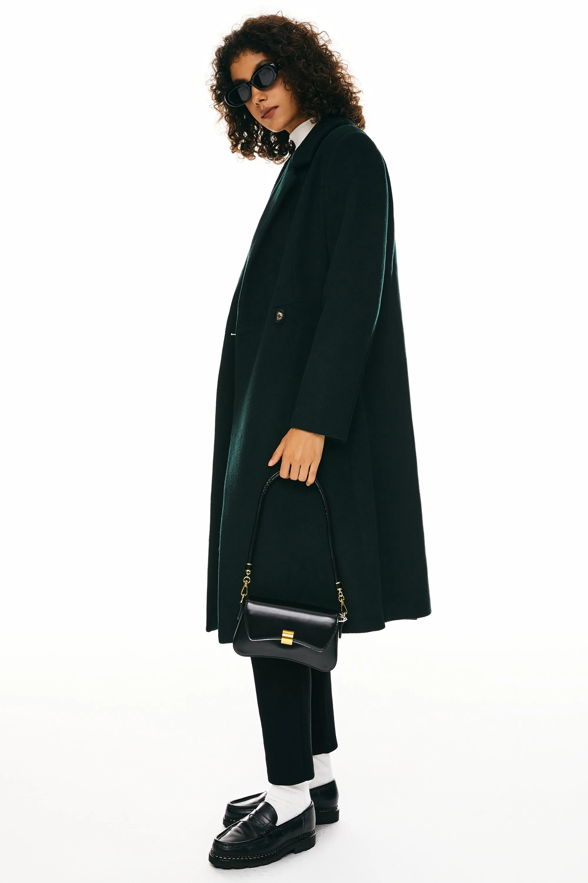 Double Breasted Pea Wool Coat