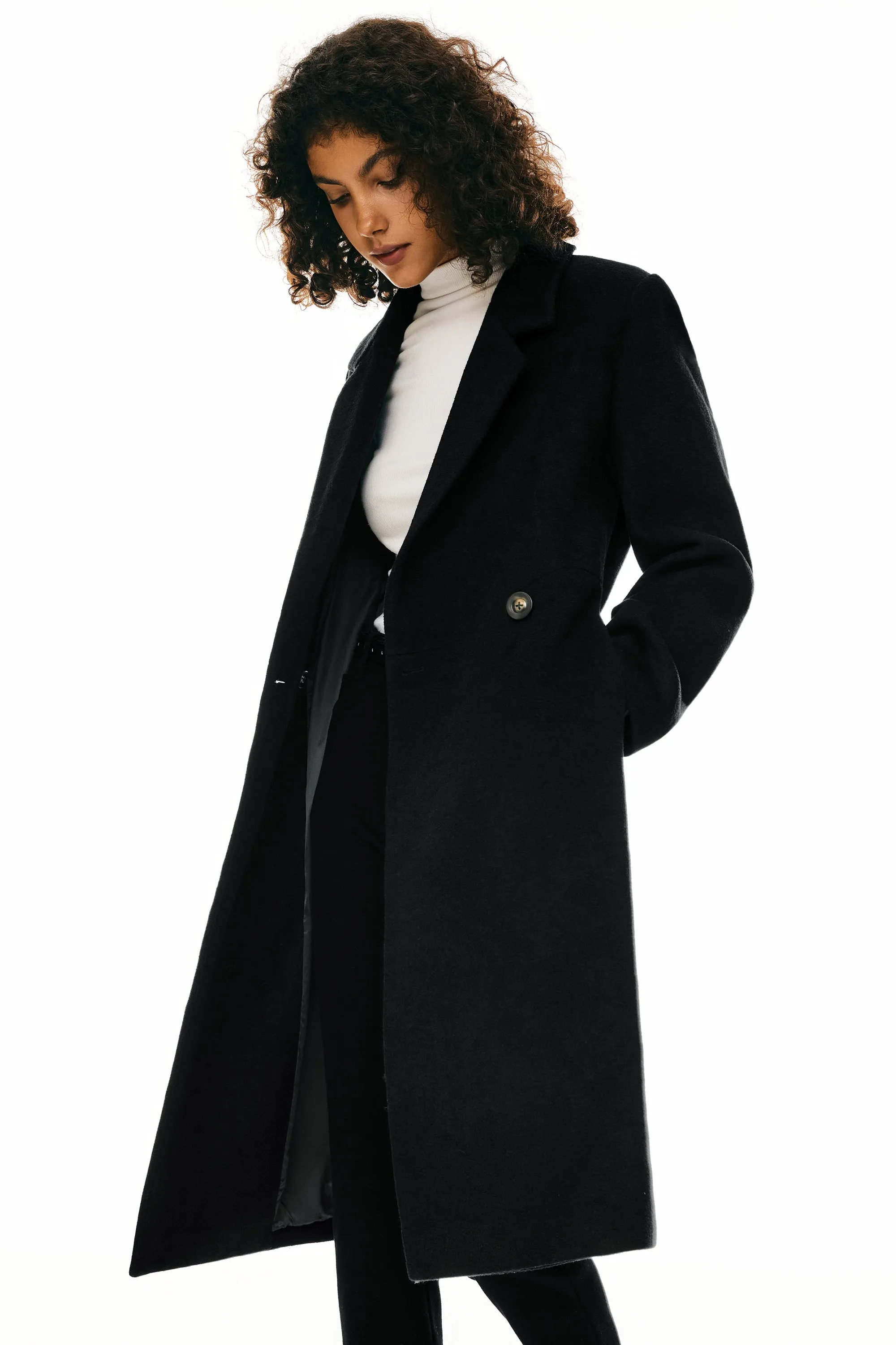 Double Breasted Pea Wool Coat