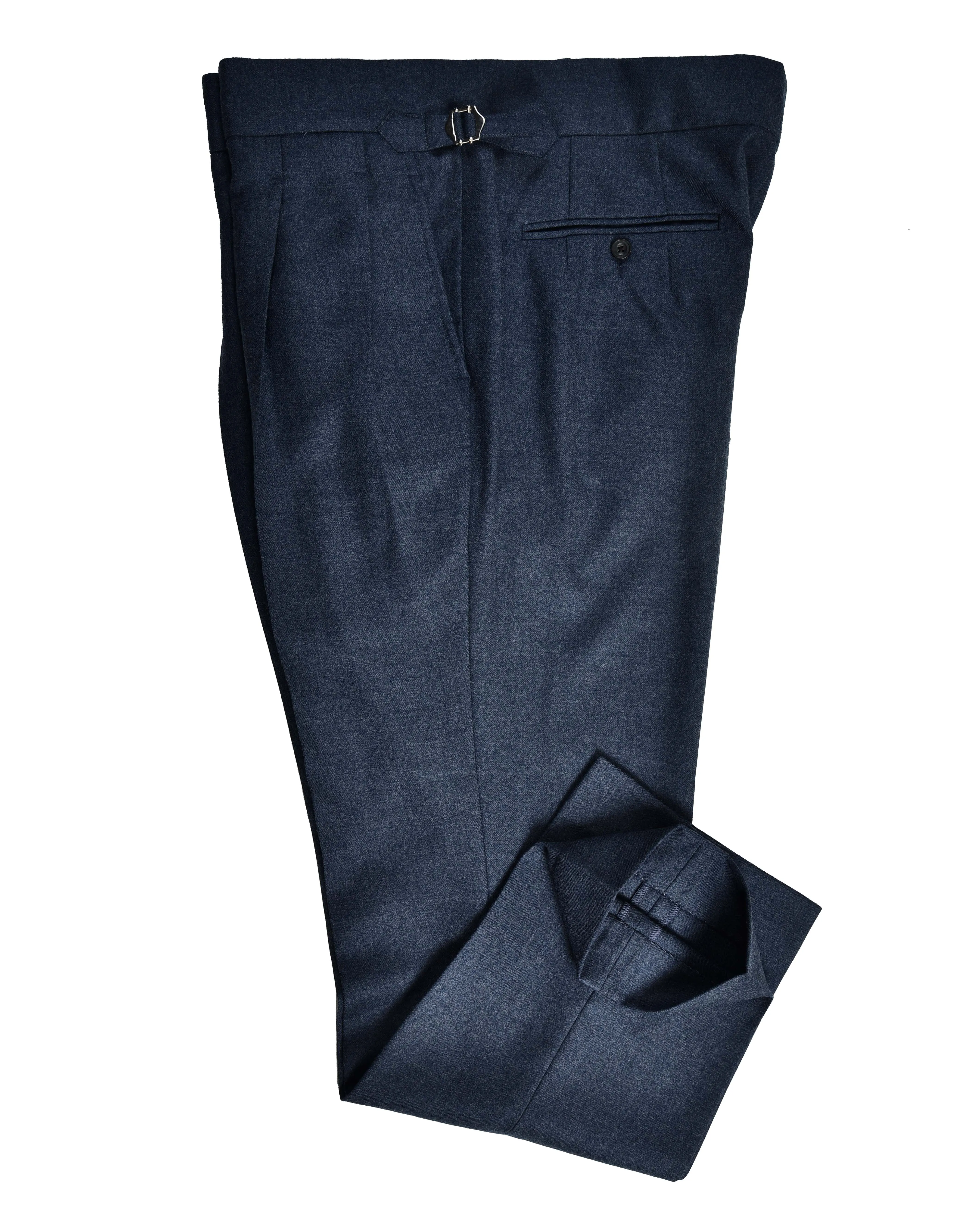 Dugdale Navy Blue Wool Flannel Dress Pant