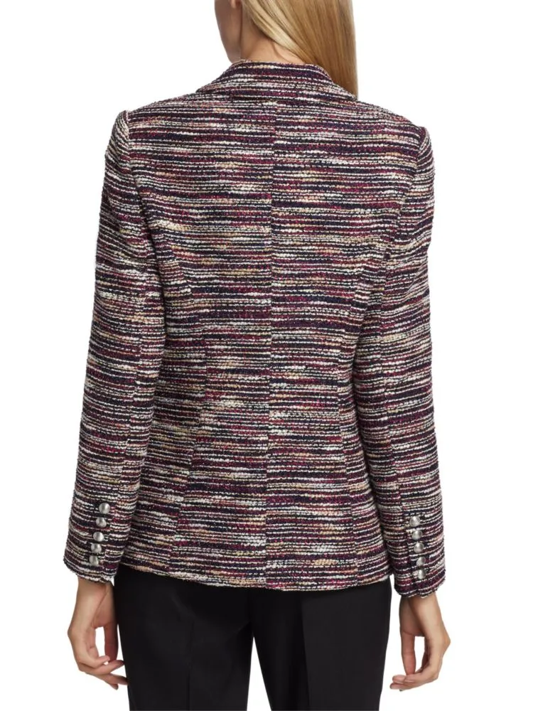 Elie Tahari Tweed Double Breasted Jacket, Brown Multi