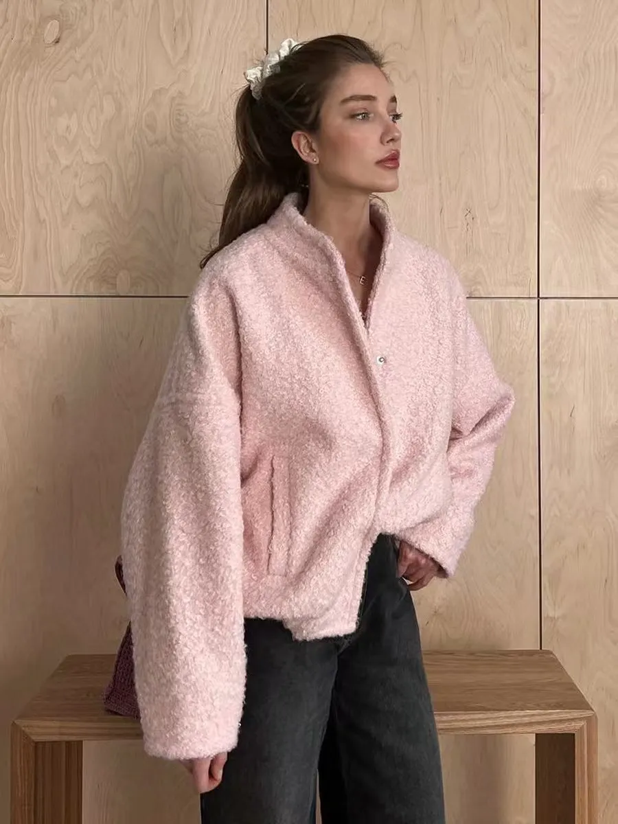 Fashionkova Nathaly Soft Pink Bouclé Jacket