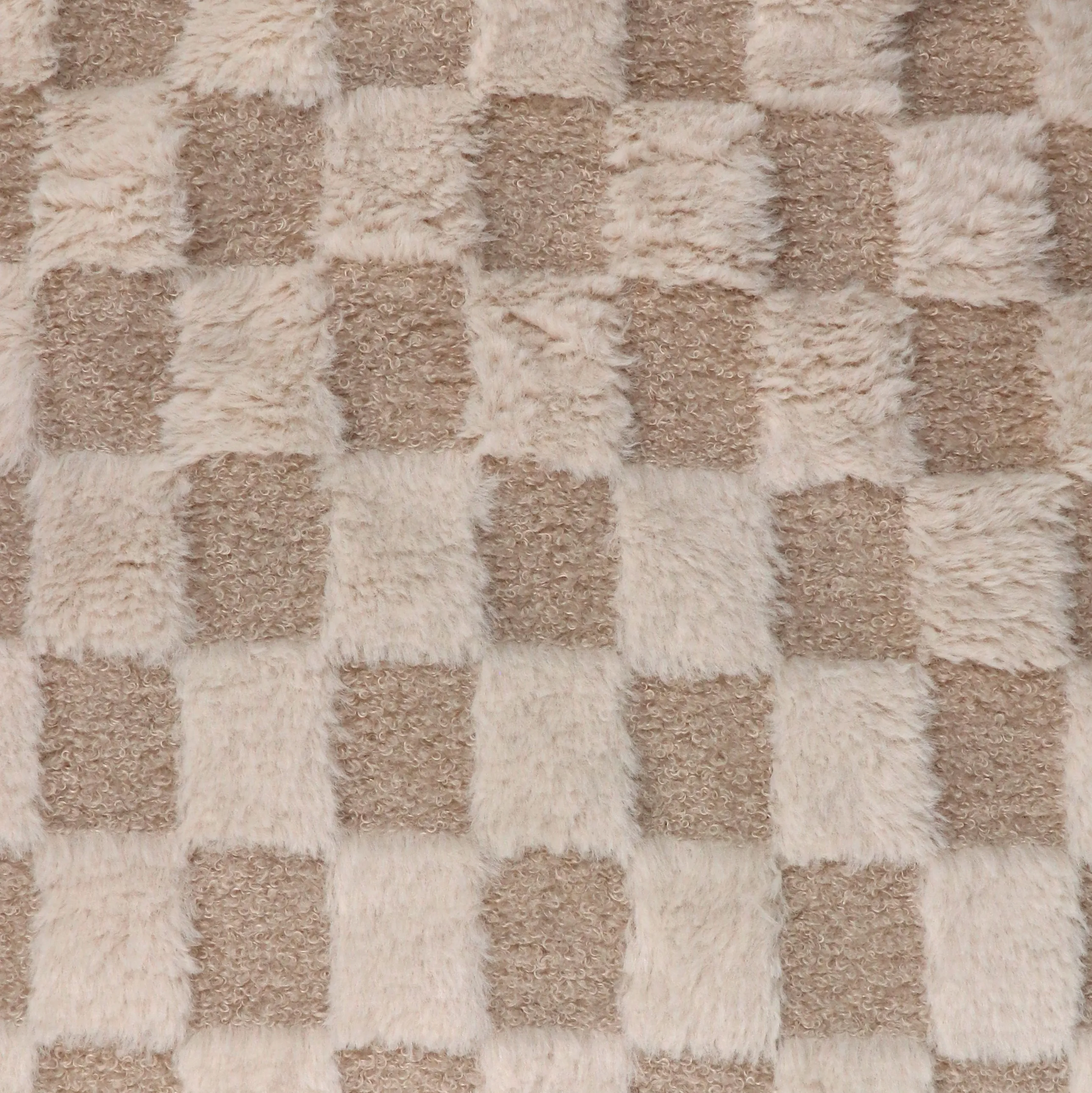 Faux Fur - Checkerboard - Light Beige