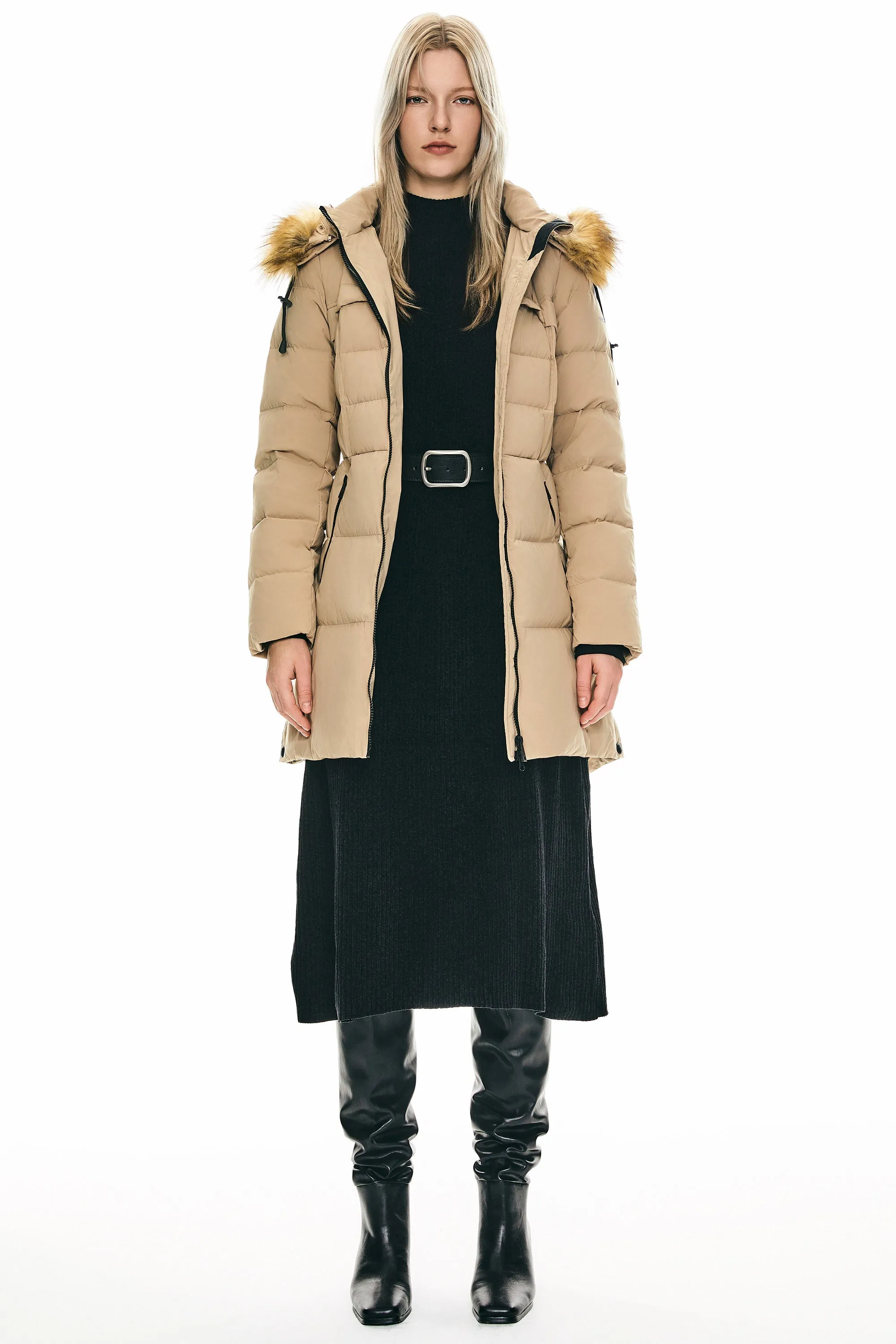 Faux Fur Trim Hood Winter Down Jacket