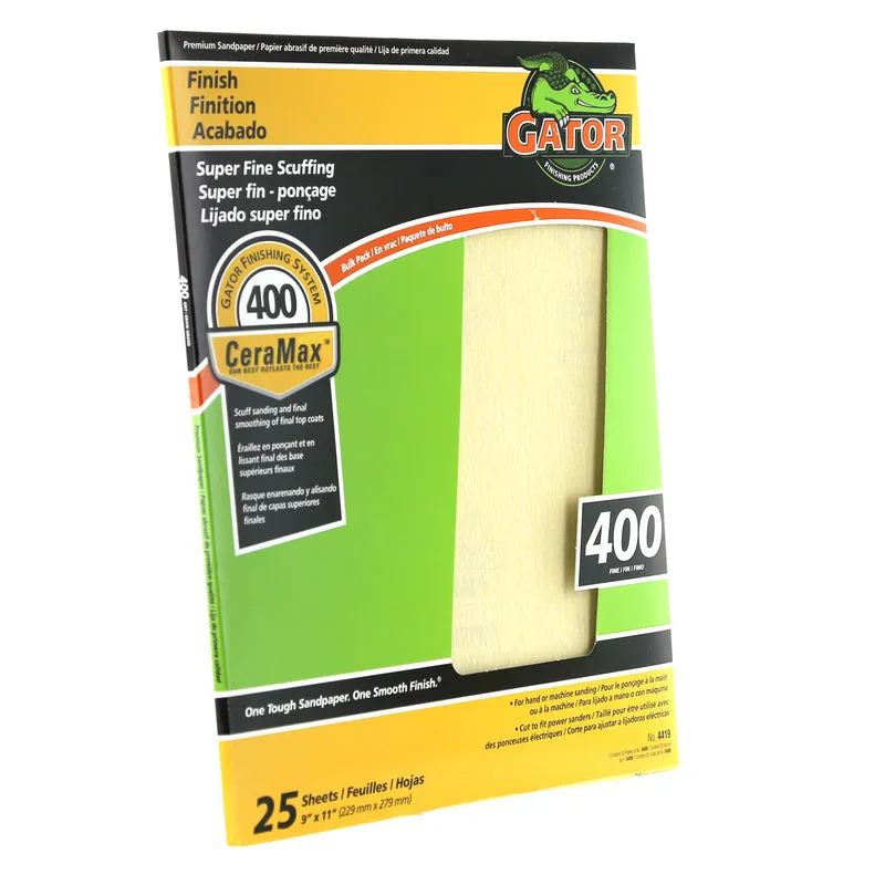 Gator CeraMax 11 in. L X 9 in. W 400 Grit Ceramic Sandpaper 1 pk