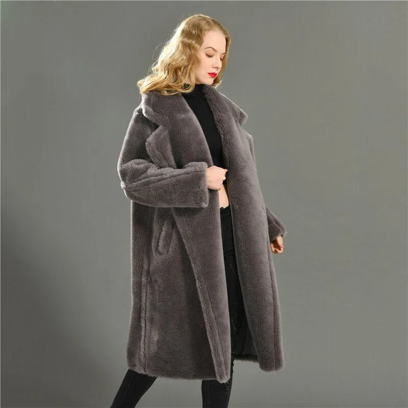 Genuine Wool Vintage Style Teddy Bear Fur Borgana Winter Coat