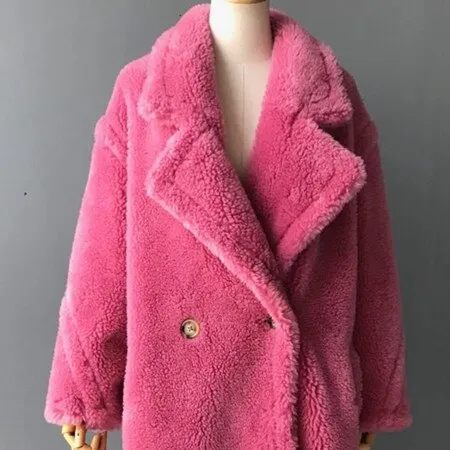 Genuine Wool Vintage Style Teddy Bear Fur Borgana Winter Coat