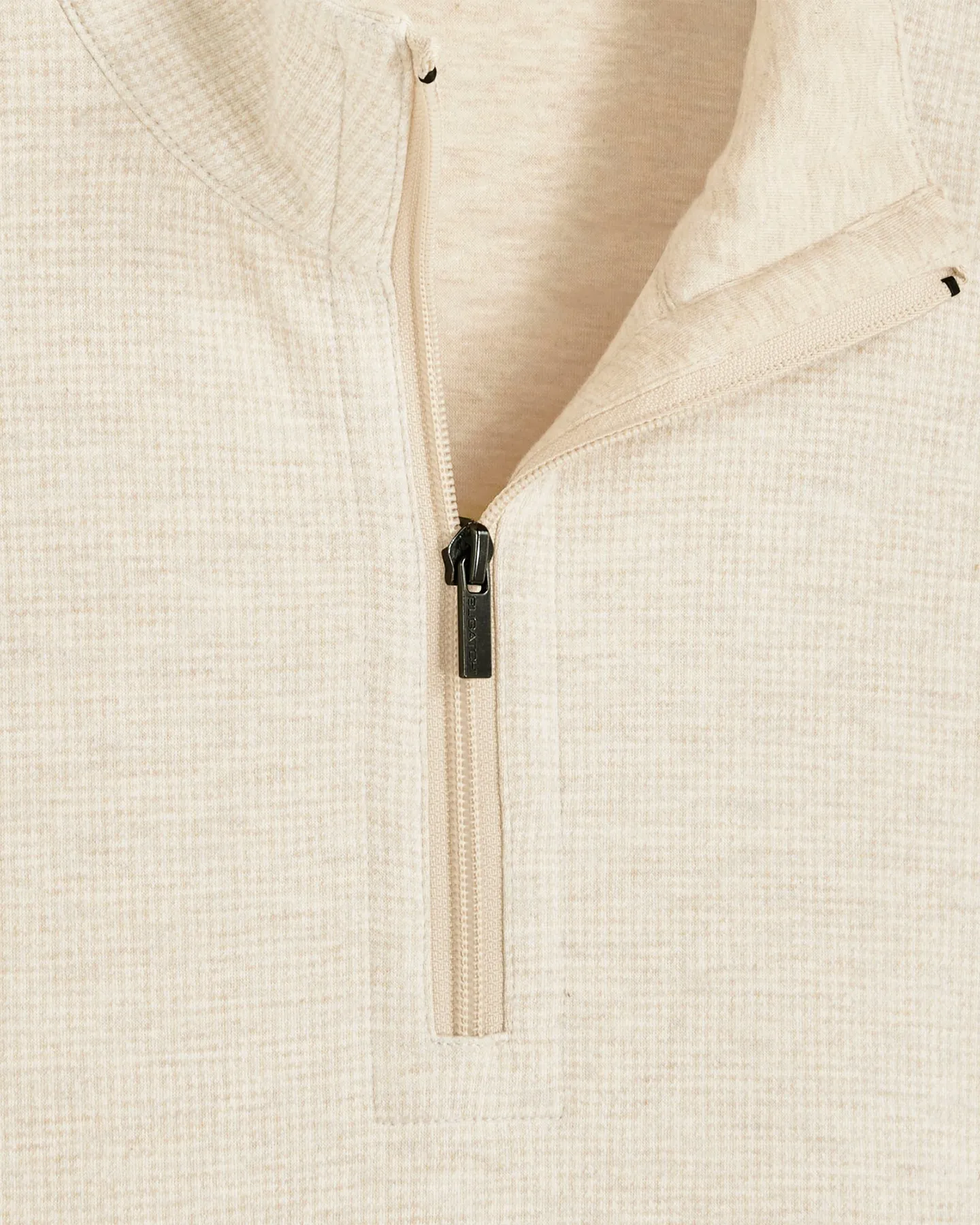 HEATHERED MICRO PRINT 1/4 ZIP PULLOVER - SAND