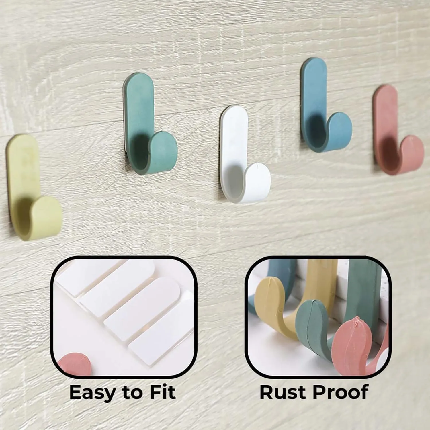 Homestic Pack of 25 Hooks for Wall|Durable & Rust-Proof|Self Adhesive Hook|Multipurpose Hooks for Bathroom, Kitchen||JH-002|Multicolor