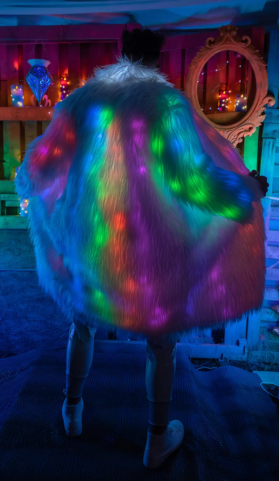 J. Valentine Rainbow Stripe Light-Up Coat - Festival Wear