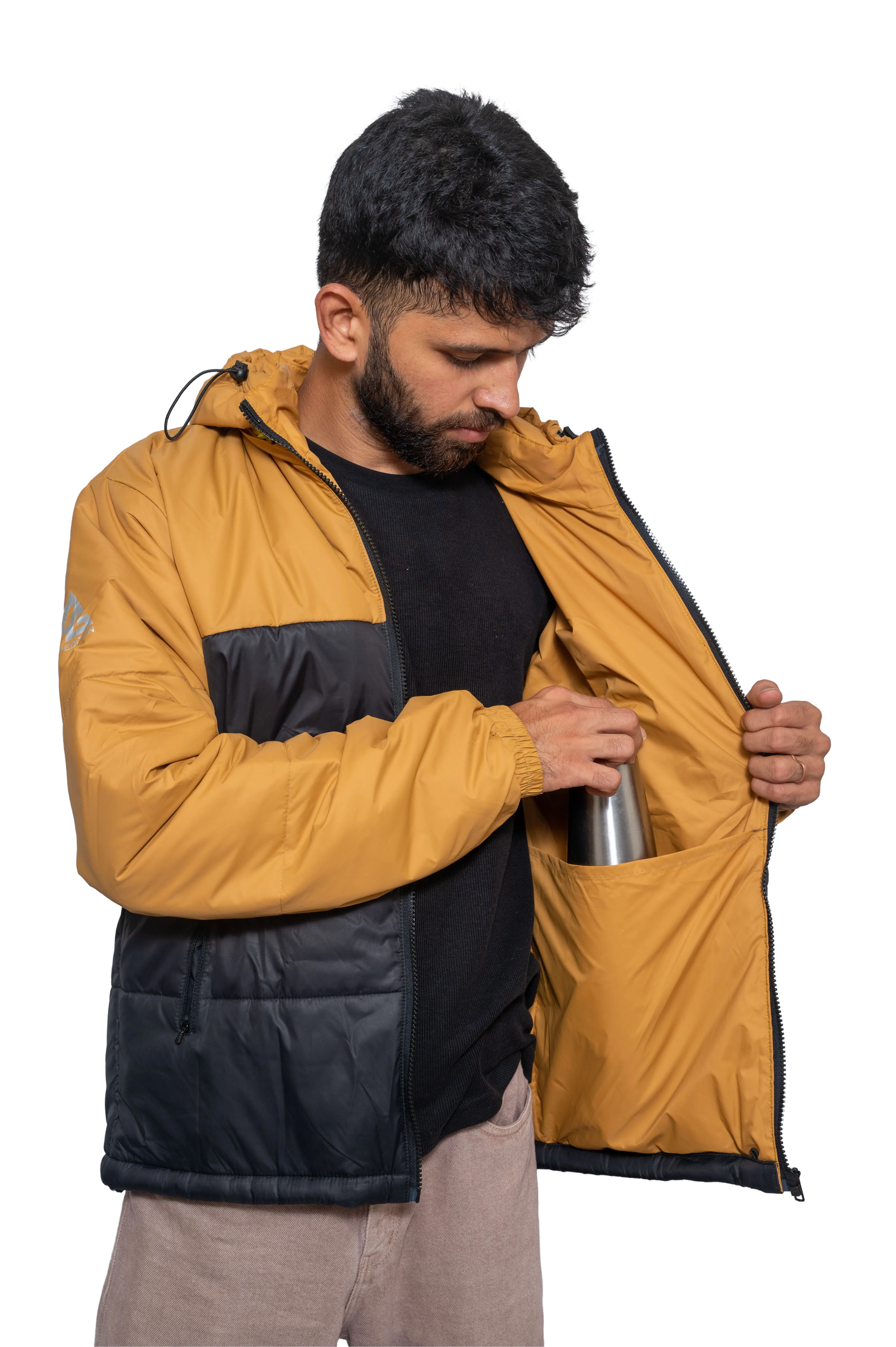 JAG Zanskar Series Ultra Light Minus 5 Quilted Jacket | Polyfill Jacket | Puffer Jacket | Black - Mustard