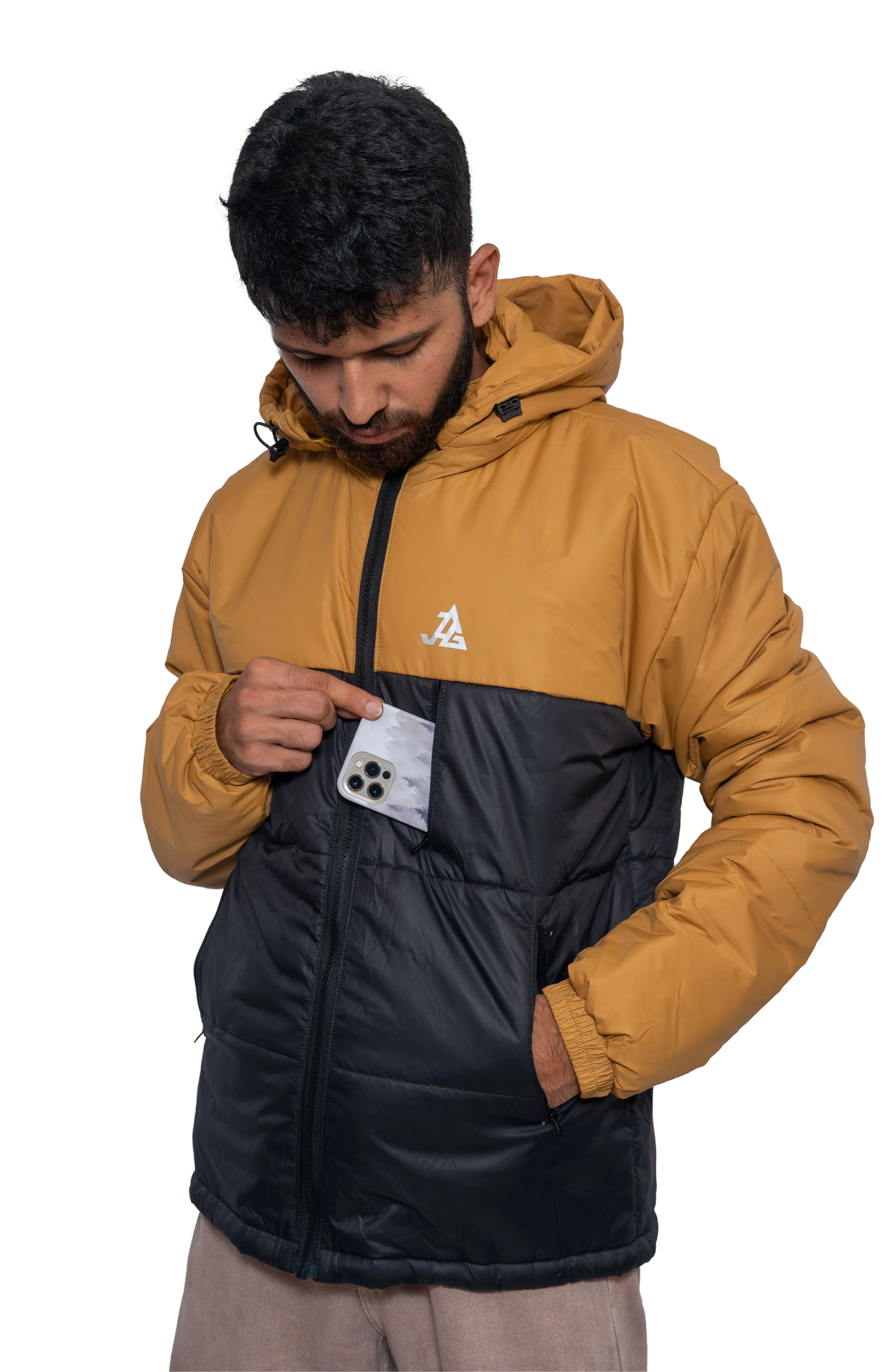 JAG Zanskar Series Ultra Light Minus 5 Quilted Jacket | Polyfill Jacket | Puffer Jacket | Black - Mustard