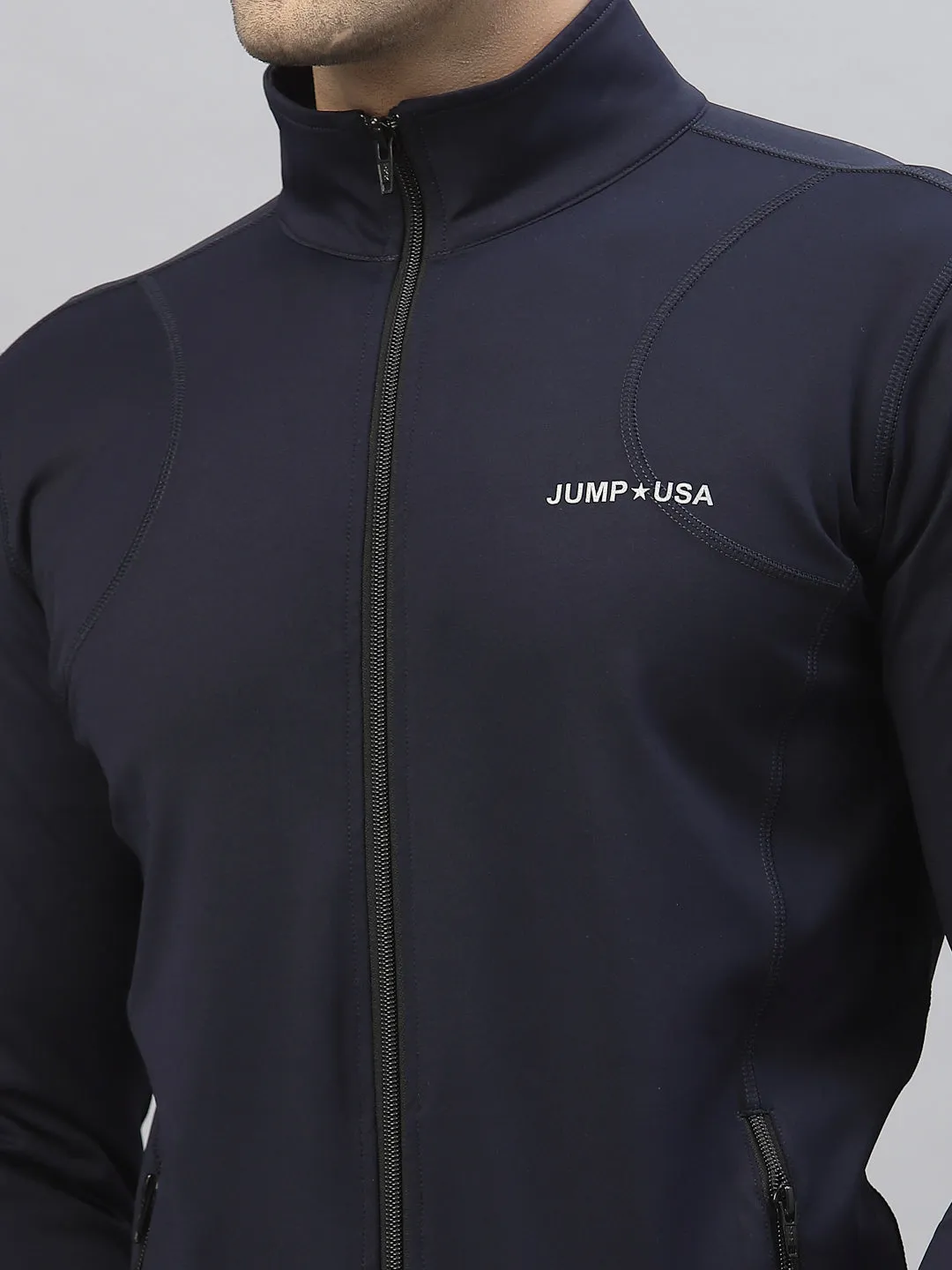 JUMP USA Training Men Navy Blue Rapid-Dry Solid Jackets