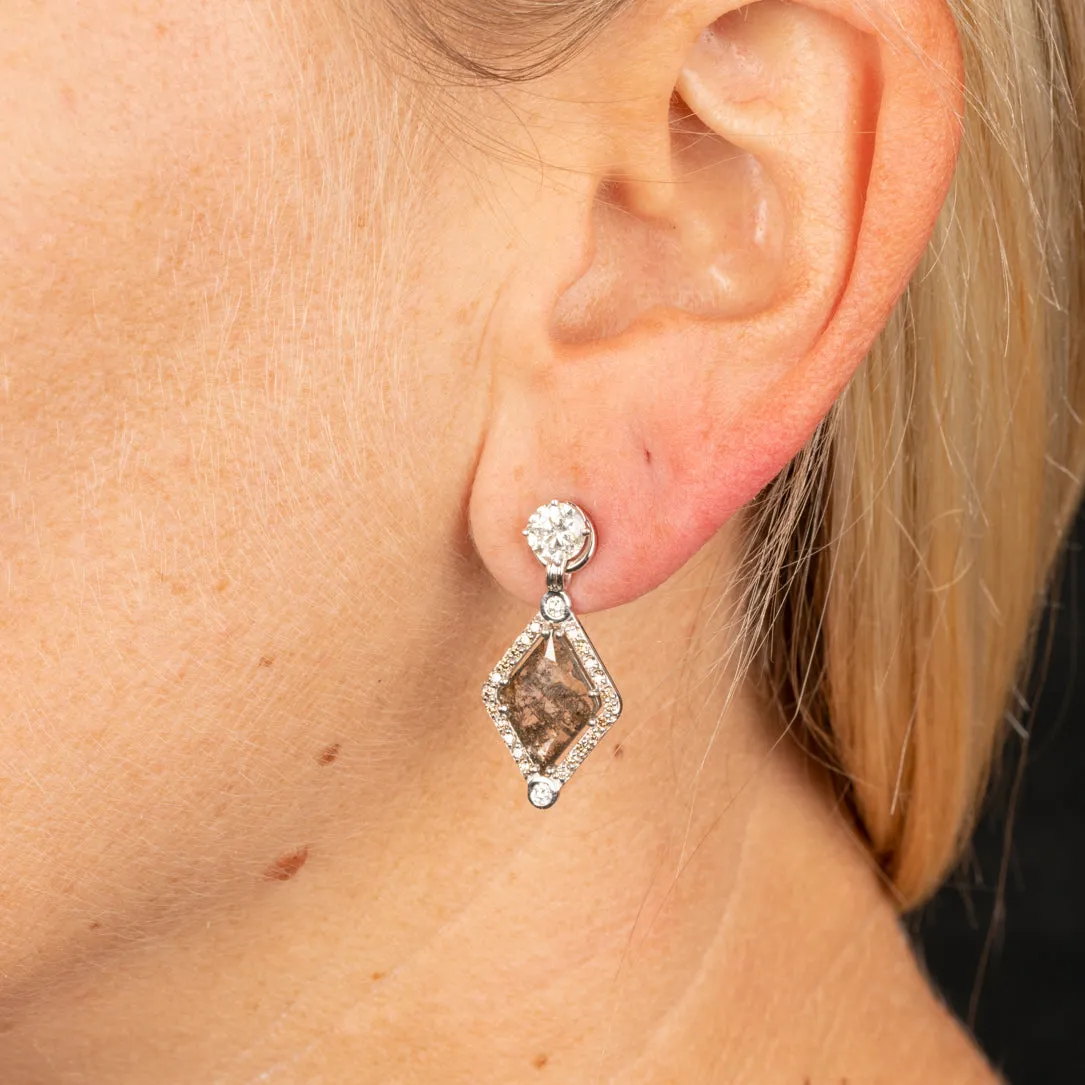 Kite Shaped Grey Diamonds Earrings