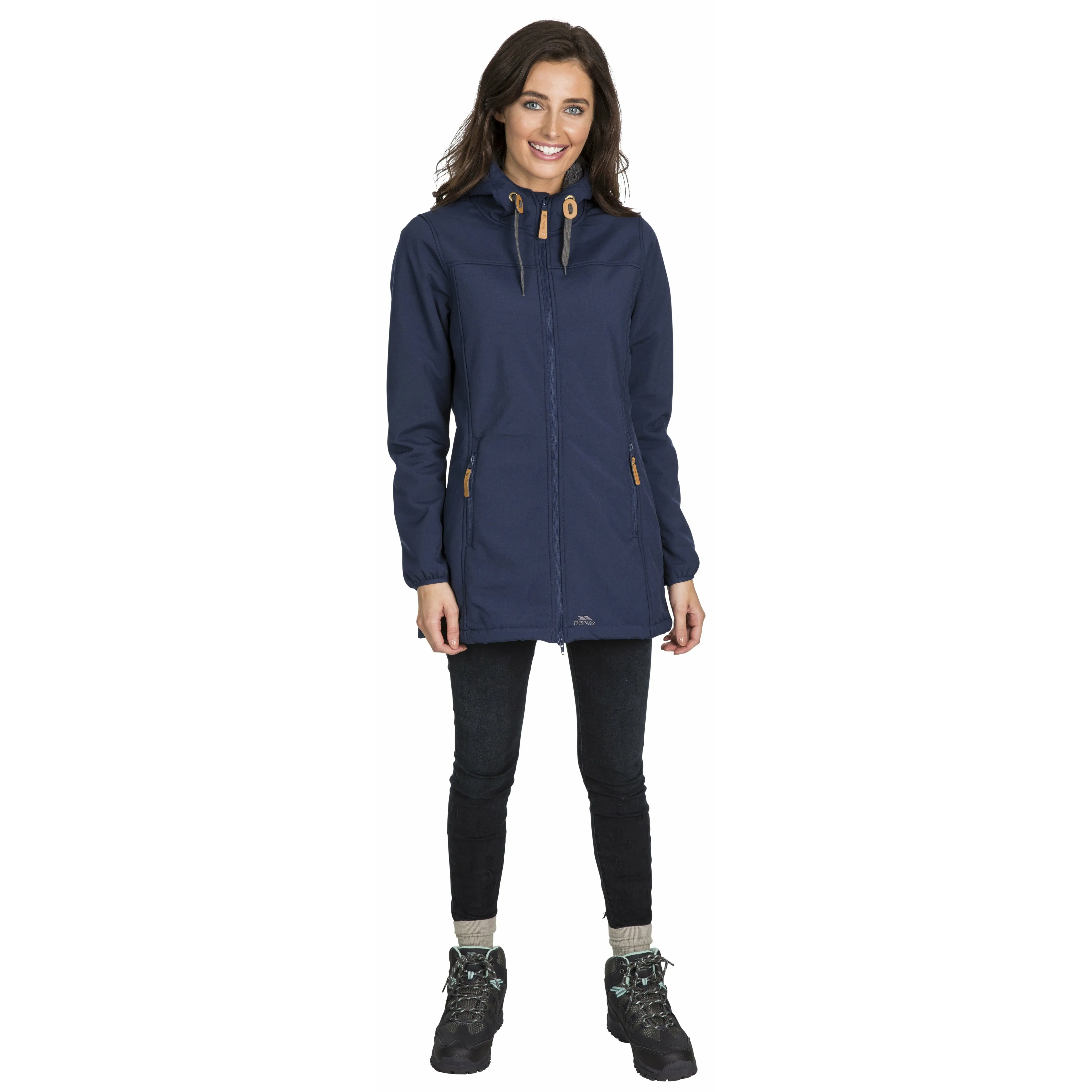 Kristen Women's Longer Length Softshell Jacket in Navy