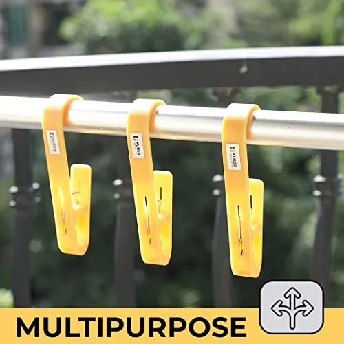 Kuber Industries Multipurpose Bar Hooks & Pins for Laundry, Kitchen, & Wardrobe| ABS|Durable, Strong Grip|Easy to Use| Pack of 6 |Yellow