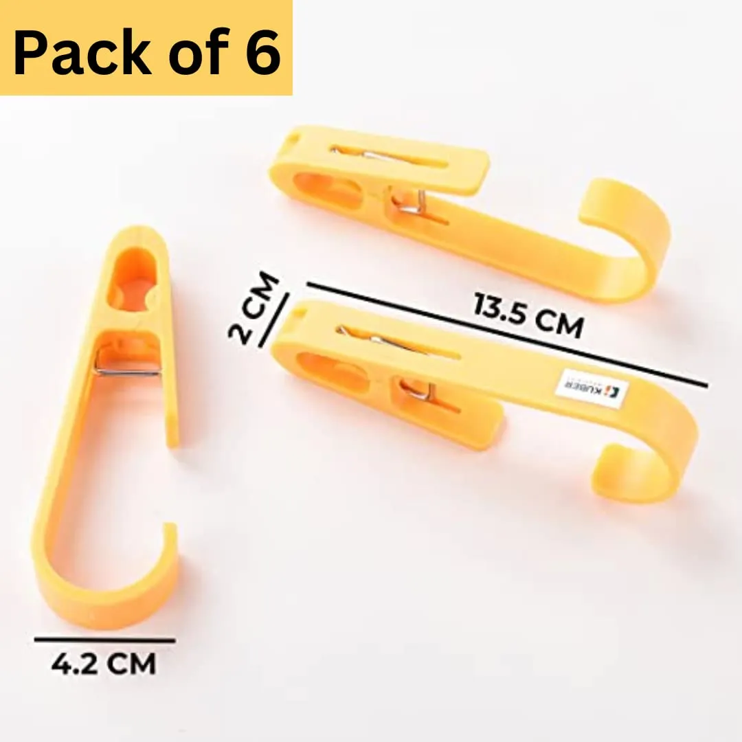 Kuber Industries Multipurpose Bar Hooks & Pins for Laundry, Kitchen, & Wardrobe| ABS|Durable, Strong Grip|Easy to Use| Pack of 6 |Yellow