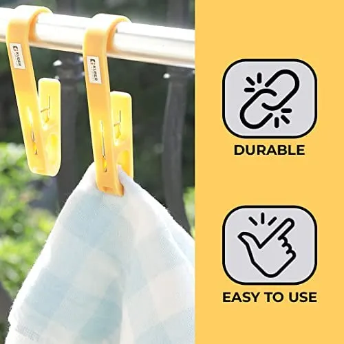 Kuber Industries Multipurpose Bar Hooks & Pins for Laundry, Kitchen, & Wardrobe| ABS|Durable, Strong Grip|Easy to Use| Pack of 6 |Yellow