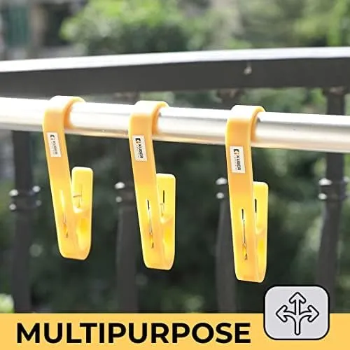 Kuber Industries Multipurpose Bar Hooks & Pins for Laundry, Kitchen, & Wardrobe|Superior Quality ABS|Durable, Strong Grip|Easy to Use|77024(Y)|Pack of 6|Yellow