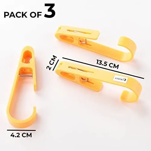 Kuber Industries Multipurpose Bar Hooks & Pins for Laundry, Kitchen, & Wardrobe|Superior Quality ABS|Durable, Strong Grip|Easy to Use|77024(Y)|Pack of 6|Yellow