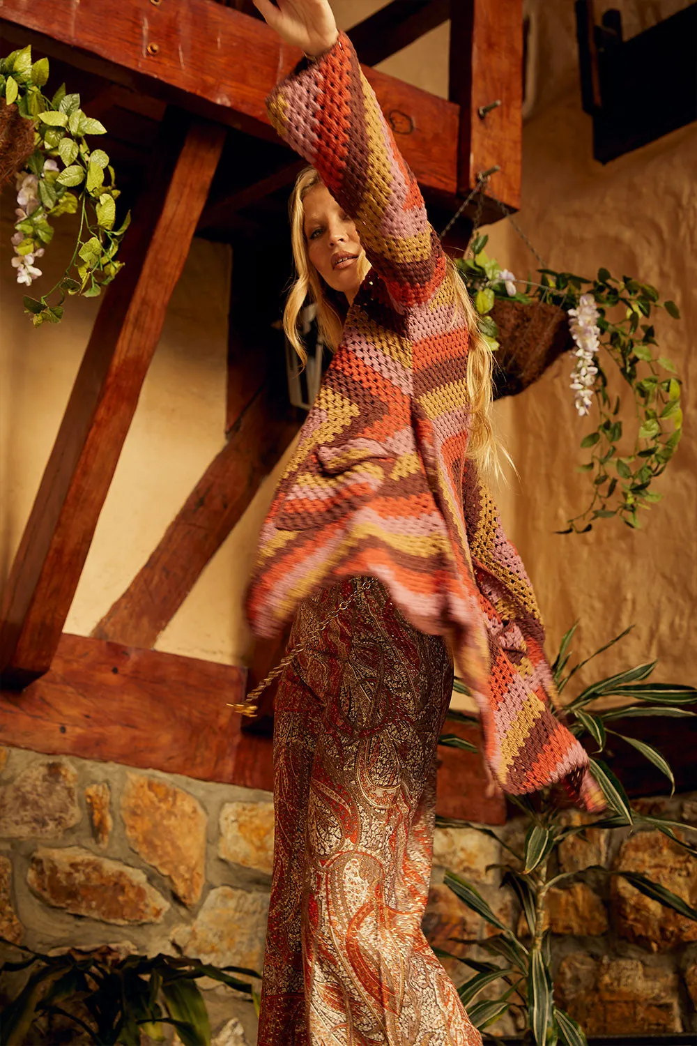 Magic Carpet Ride Short Crochet Coat - Autumn Leaves