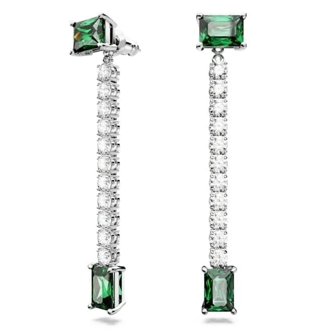 Matrix Mixed Cuts Green Rhodium Plated Drop Earrings 5665786