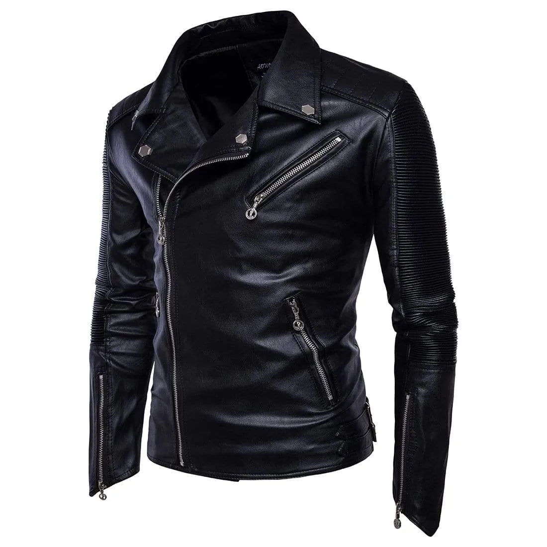 Men's Punk Lapel Multi-zips Sleeve Jackets