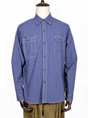 Multi-Pocket Striped Woven Cotton Shirt