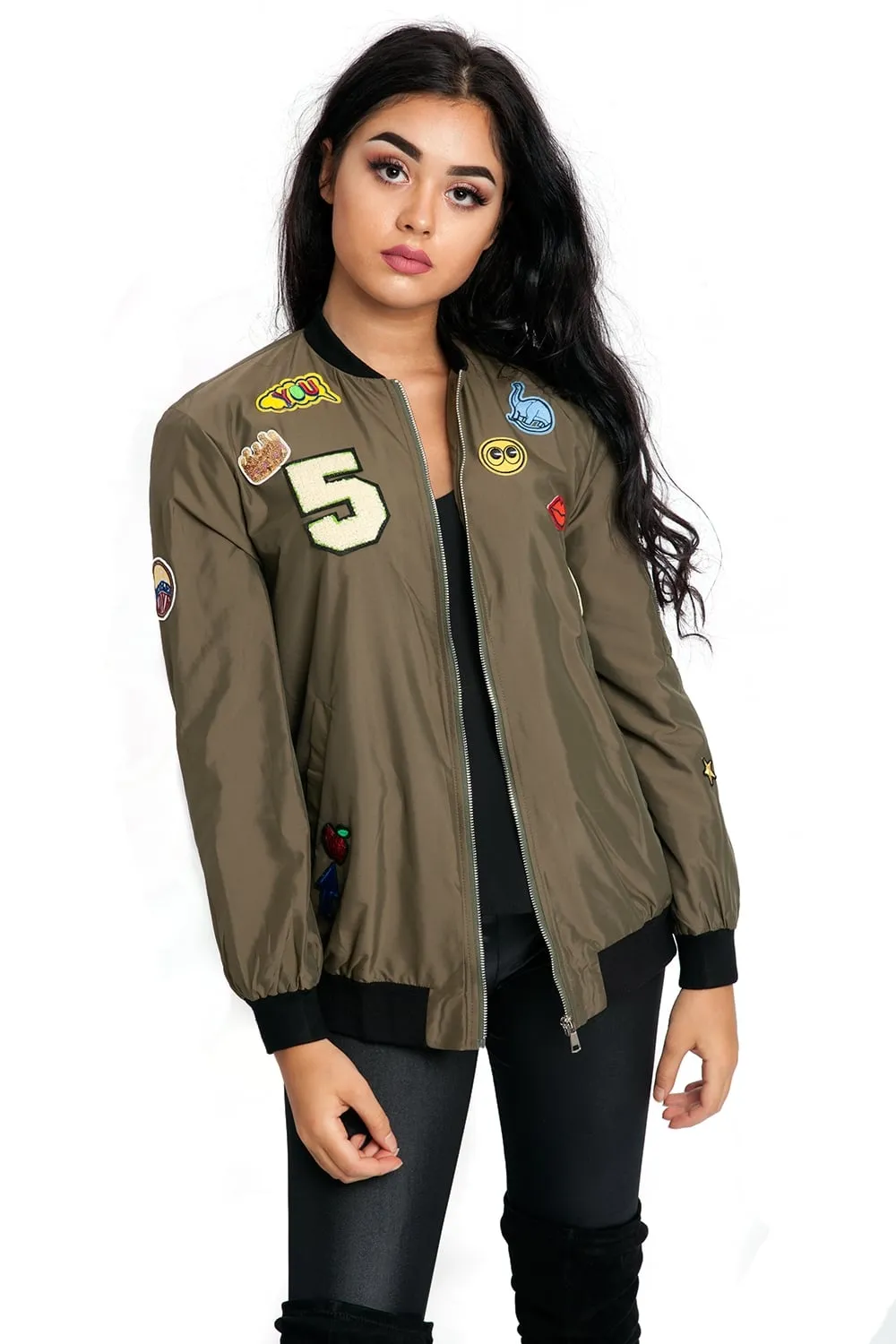 Stylish Oversized Applique Bomber Jacket for Trendy Look