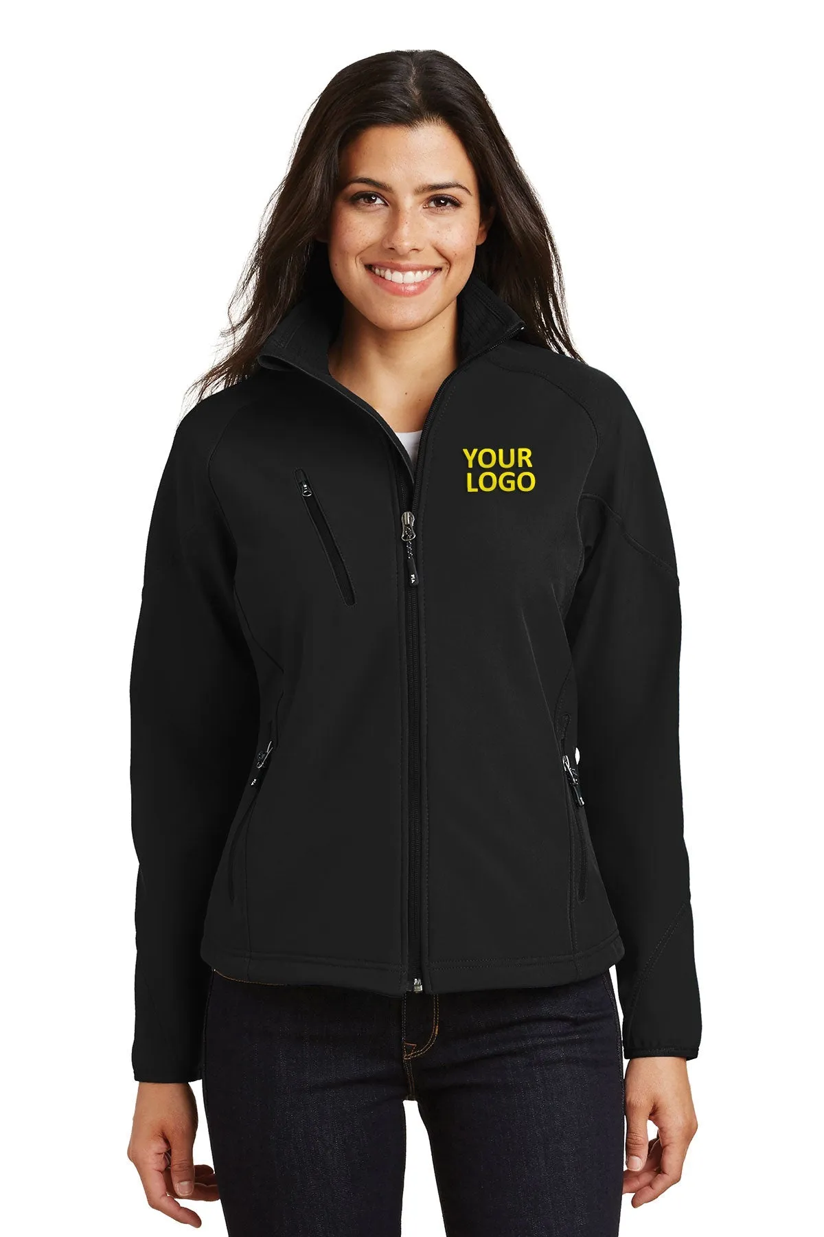 Port Authority Ladies Textured Custom Soft Shell Jackets, Black