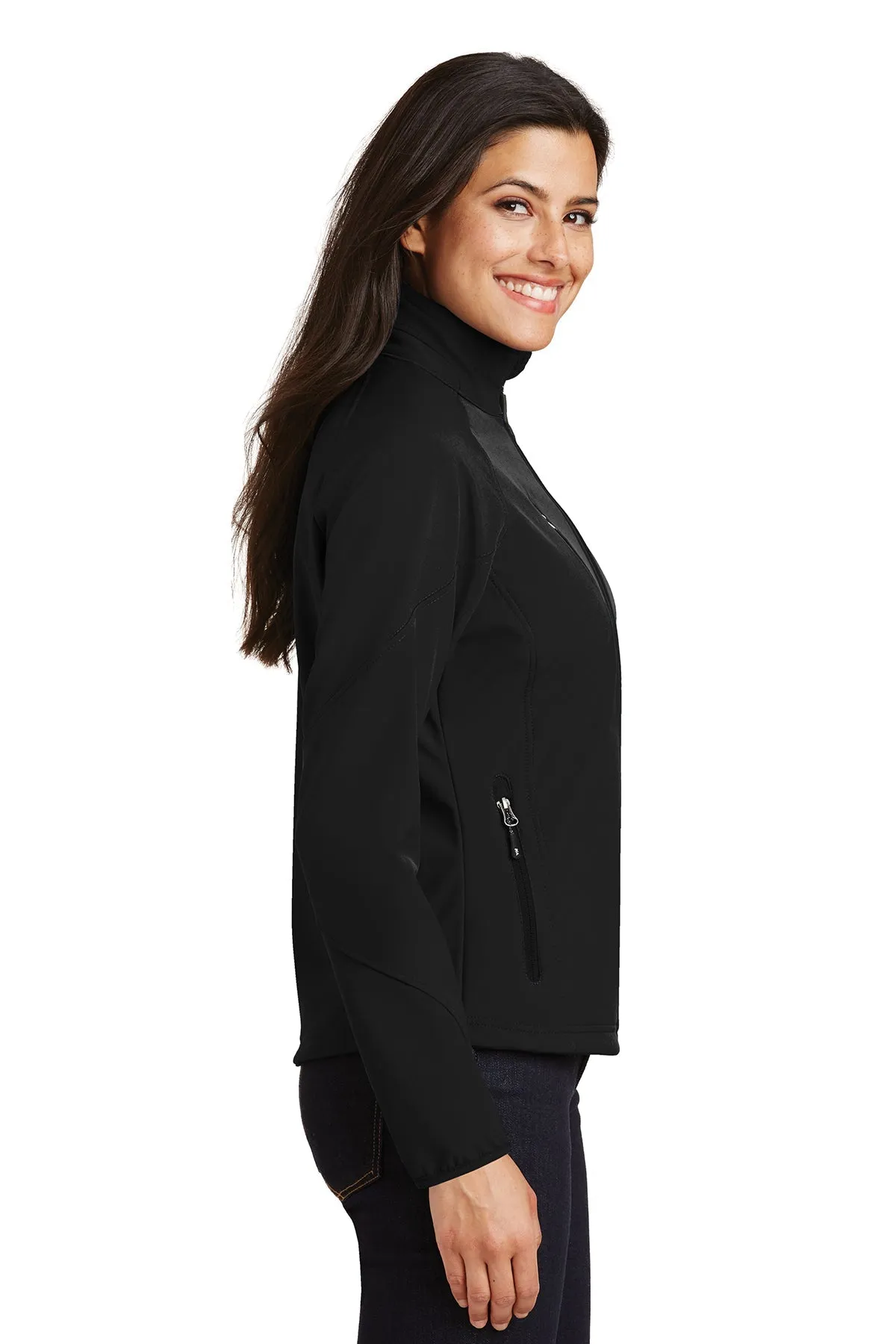 Port Authority Ladies Textured Custom Soft Shell Jackets, Black