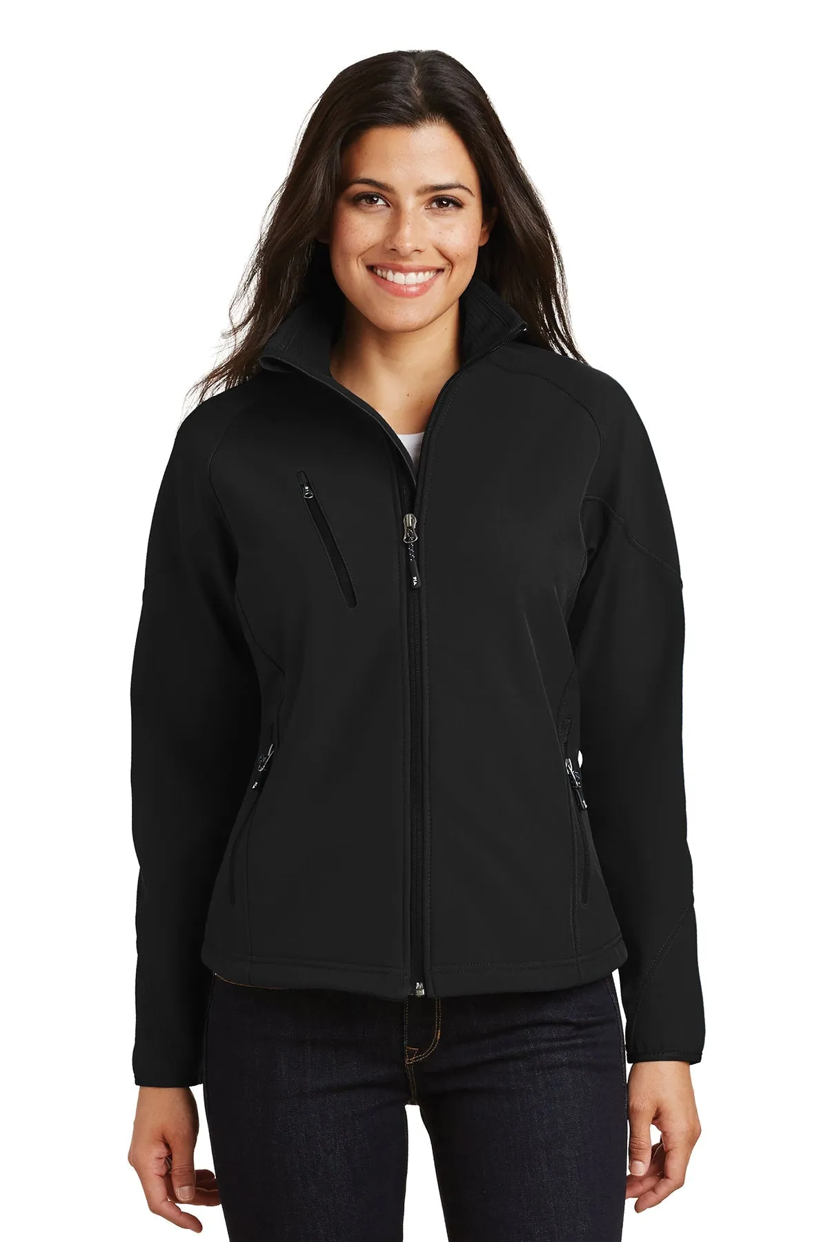 Port Authority Ladies Textured Custom Soft Shell Jackets, Black