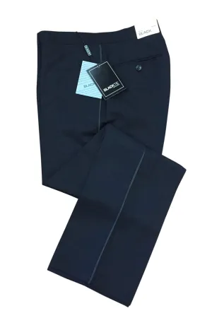 "Logan" Black Luxury Wool Blend Tuxedo Pants