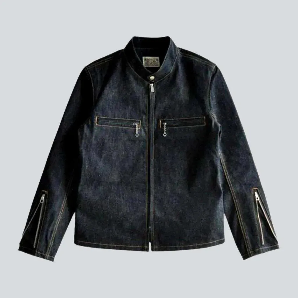 Raw biker men's denim jacket