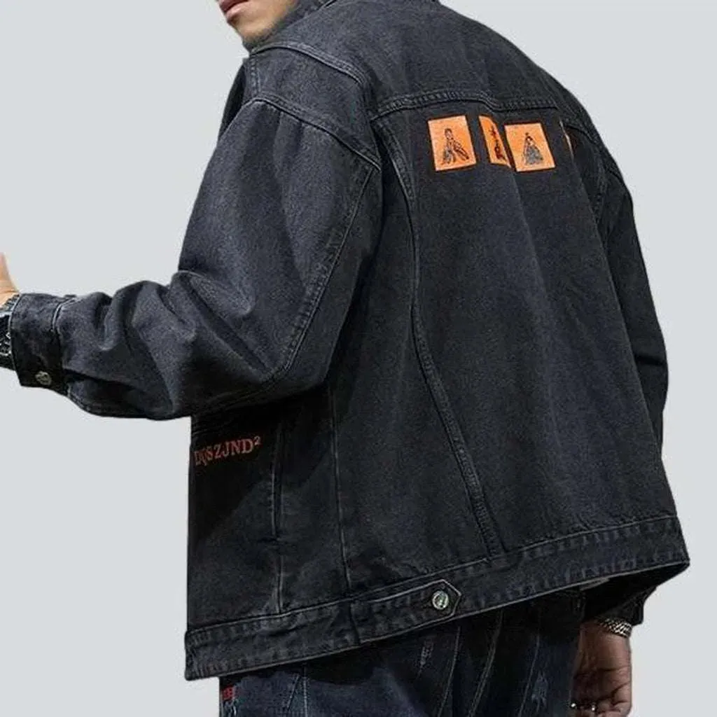 Retro oversized men's jeans jacket