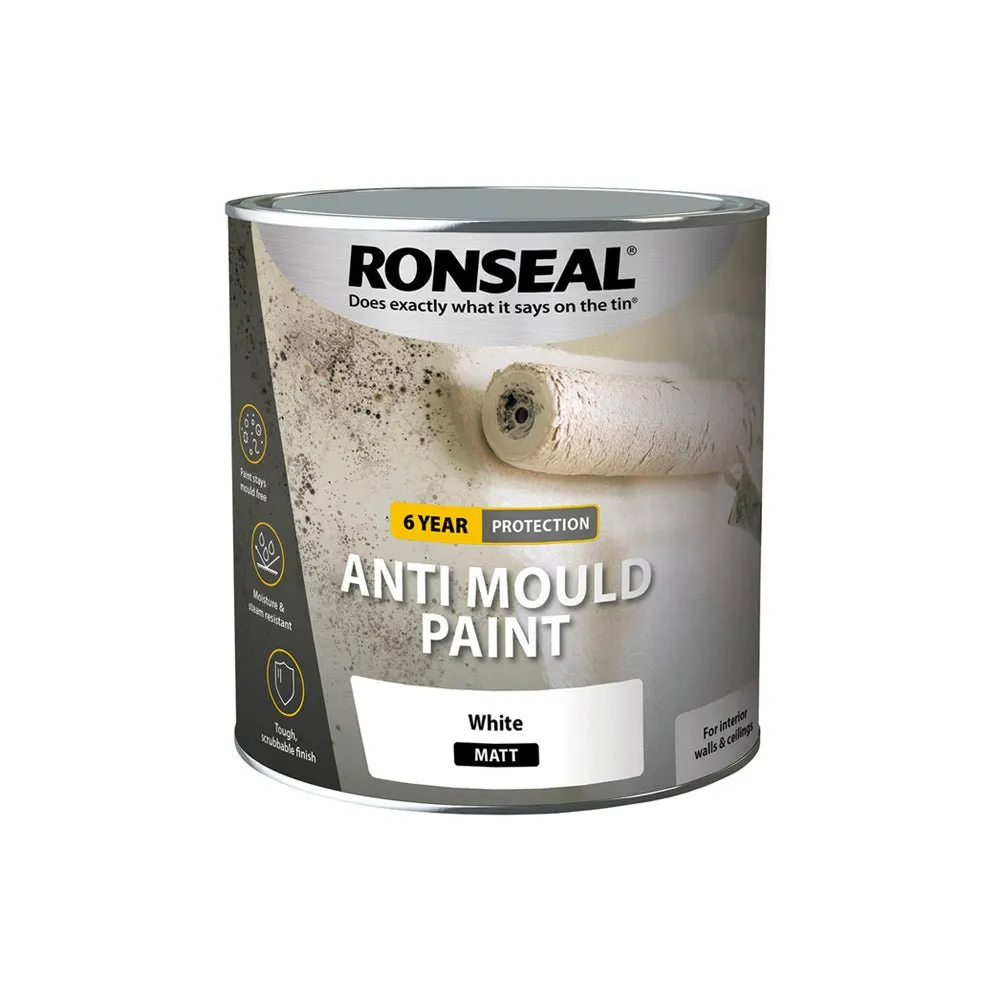 Ronseal 6 Year Anti Mould Paint White Matt 2.5 Litres