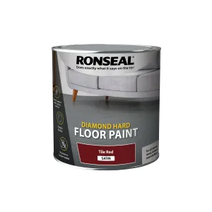 Ronseal Diamond Hard Floor Paint - Wood & Concrete Floors 2.5L Tile Red