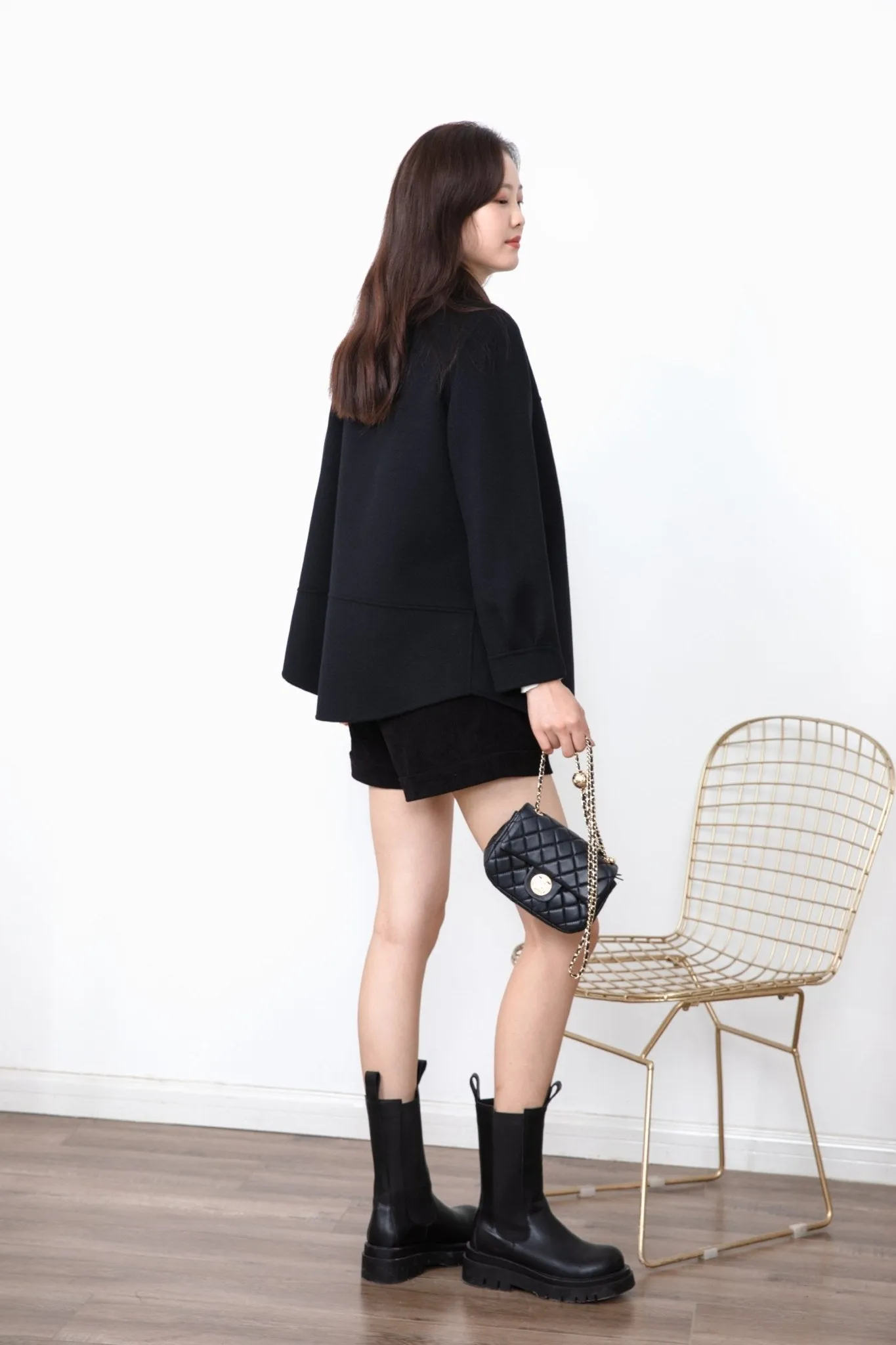 Shirt-style Reversible Wool Coat