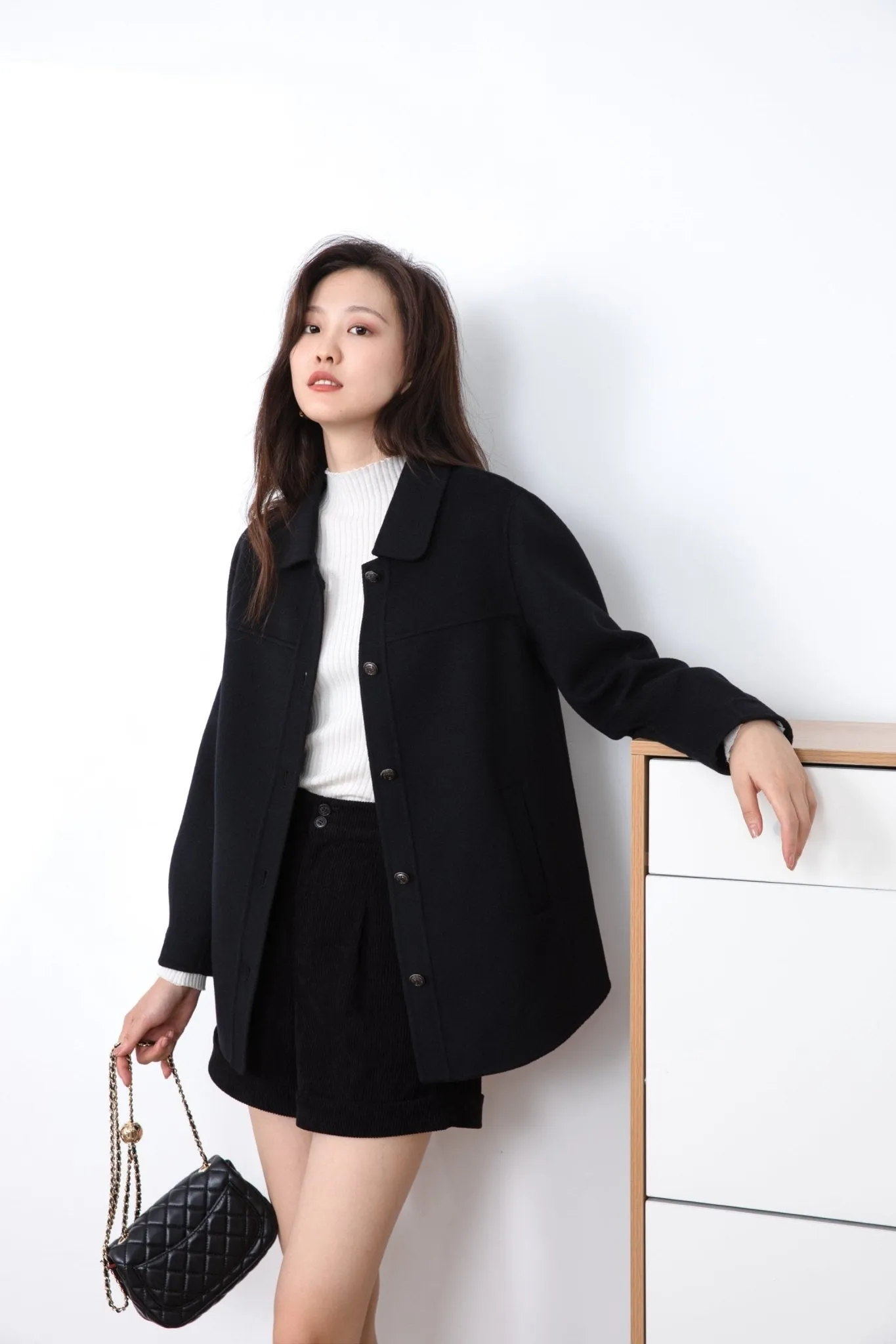 Shirt-style Reversible Wool Coat